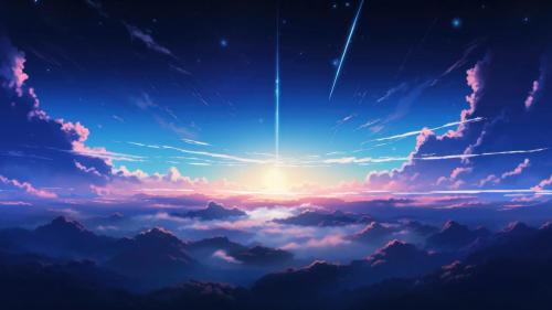 Anime Above Clouds Scenery AI Generated