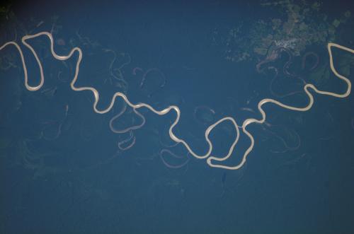 The Amazon Basin photographed on June 29, 2007 from the International Space Station while orbiting above Brazil.