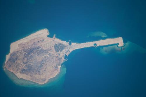 The island of Dalma in Abu Dhabi, United Arab Emirates, photographed on February 2, 2010 from the International Space Sation.