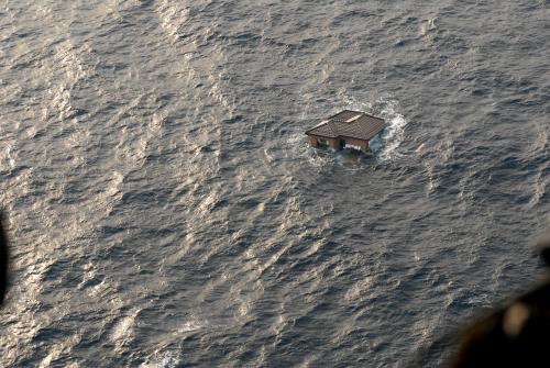 A Japanese home floating in the Pacific Ocean photographed by United States Navy Mass Communication Specialist 3rd Class Dylan McCord on March 13, 2011.