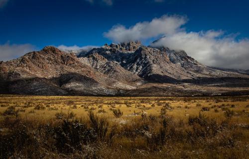 High desert after a snowstorm. Organ Mountains, Las Cruces New Mexico