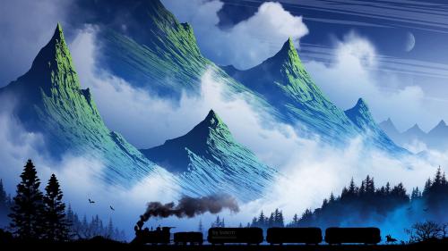 Train in mountains