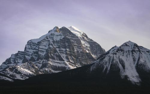 Fading light over the Canadian Rockies in Banff, Alberta.