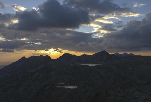 Sunset over "Tevno ezero" in Pirin mountains, Bulgaria