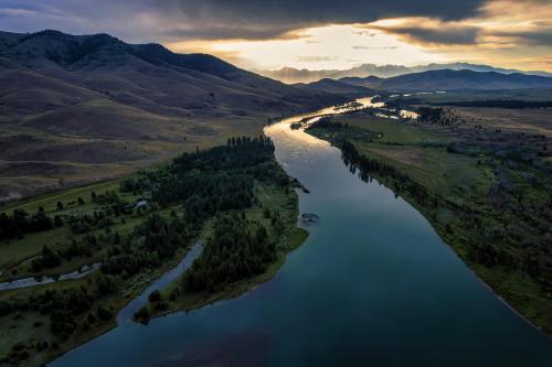 Dawn over the Flathead River, Montana, and under the thunderstorm