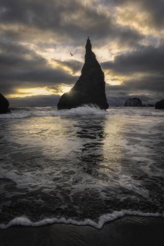Beautiful sea stacks at sunset along the Oregon Coast