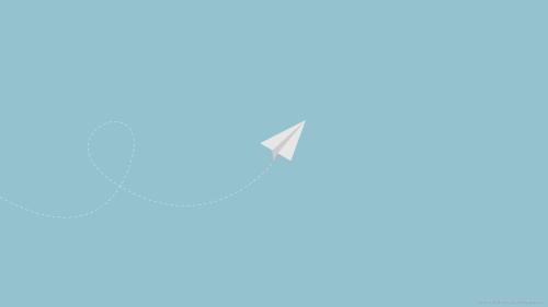 Paper plane on desaturated pastel blue | Minimalistic and simple | Wallpaper