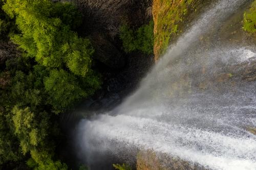 Local ephemeral waterfall Phantom Falls after a heavy rain from the air, Table Mountain in Oroville, California  @JeremyVeselyPhotography