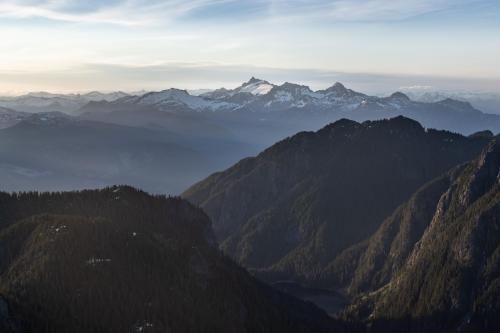 A hazy evening in the mountains of North Vancouver