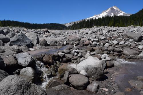 Small Glacial Stream on Mount Hood in Oregon USA