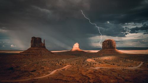 Brown Landscape Under Grey Sky