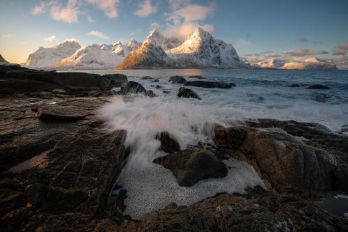 Sunrise in the Arctic of Lofoten, Norway