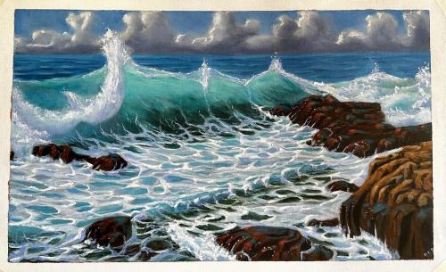 Seascape with oil on linen.