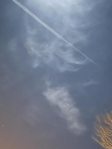 Stars and clouds make a scary face.