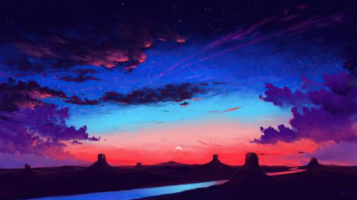 beautiful blue and red sunset