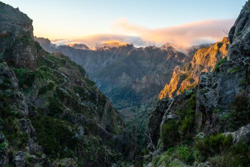 Madeira, Portugal: Low hanging clouds over mountain peaks