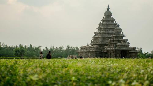 Hindu Temple amidst the grass