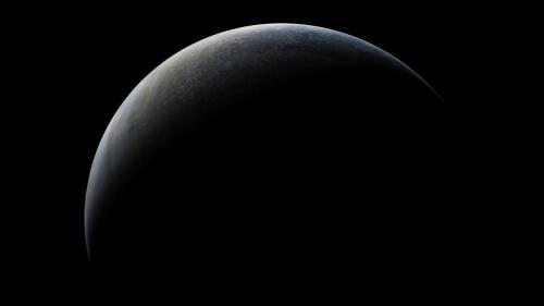 A view of crescent Jupiter from Juno