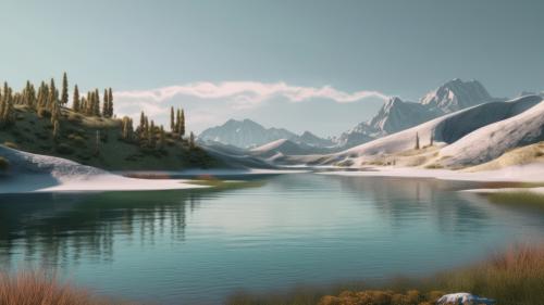 Forest Lake Scenery AI Generated