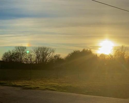 Weird rainbow orb at sunset in Austin TX