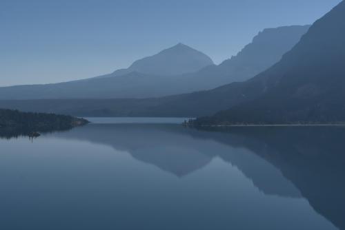 Saint Mary Lake, on a smoky morning, Glacier National Park, Montana