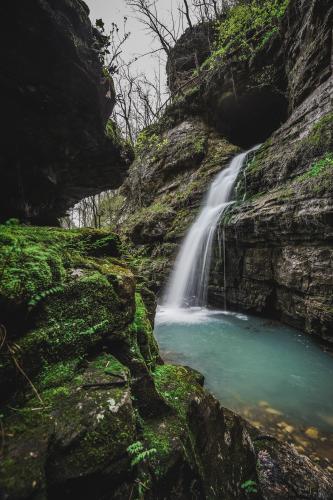 Waterfall from a cave in Arkansas.