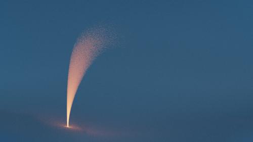 Rocket trail. The result of this scene should've been something completely different but I've played with the camera settings in Blender and I think it makes a nice minimalist wallpaper :