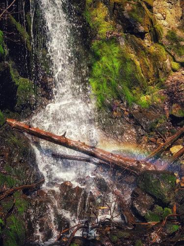 Waterfall with rainbow in Frontenac Provincial Park, Ontario Canada