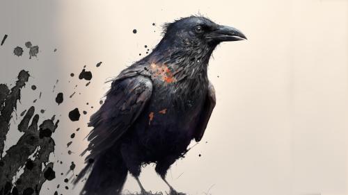 a painting of a raven