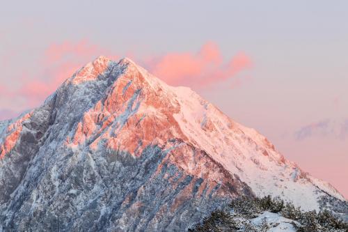 Last sun light on mountain Storžič, Slovenia