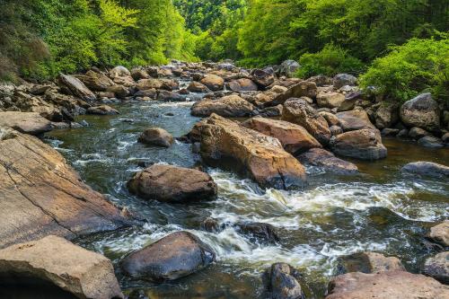 A rocky Blackwater River in West Virginia USA