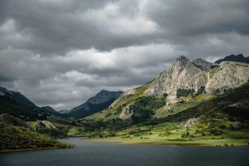 Beautiful lighting on a cloudy afternoon in Picos de Europa, Spain