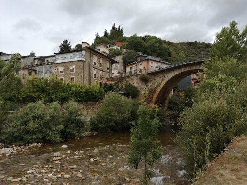 Medieval bridge over the Burbia river , Villafranca del Bierzo, León, Spain