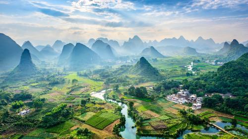 Li River and Karst Mountains, from Guilin, China