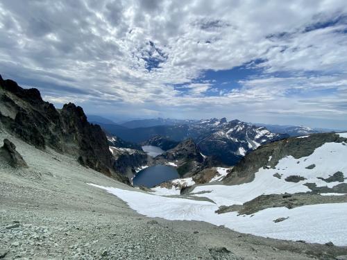 Alpine lakes wilderness, and chimney rock range as seen from a ridge on Mt. Daniel, WA