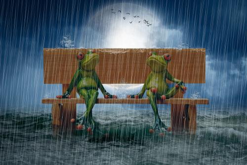 Sweet Couple Enjoying The Rain