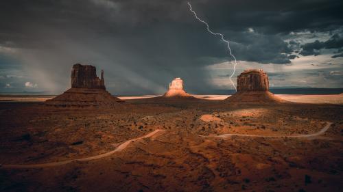 Brown Landscape Under Grey Sky