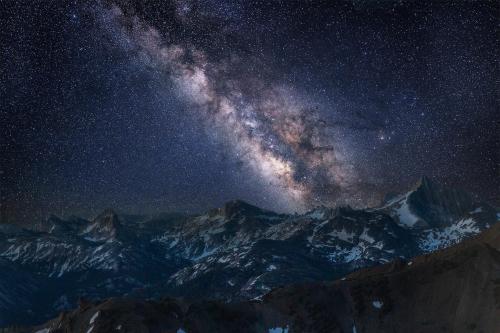 Sierra Nevada Mountains at night from the Pacific Crest Trail, California