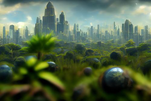 Alien city in jungle, generated by AI