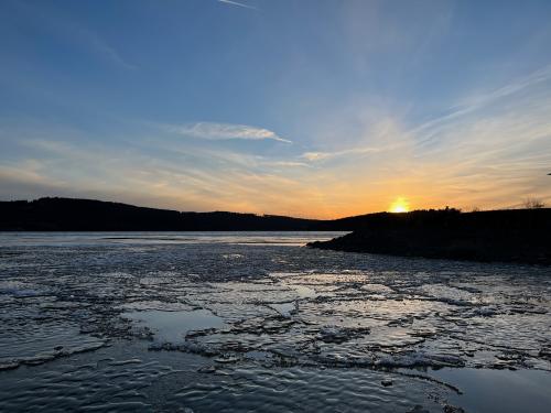 Icy lake Lipno, Czechia