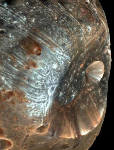 Interesting shot of Mars moon Phobos taken from NASAs MRO