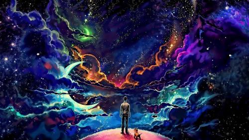 A guy and his dog, staring into the cosmos