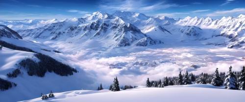 Snowy cloud mountains