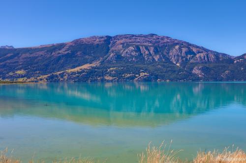 Tranquil waters of Lago General Carrera in Chile's Patagonia