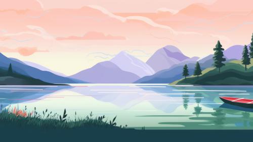 Summer Lake Illustration AI Generated