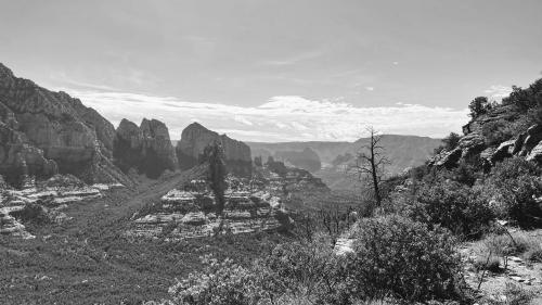 Brin's Ridge on a misty morning in Sedona, Arizona