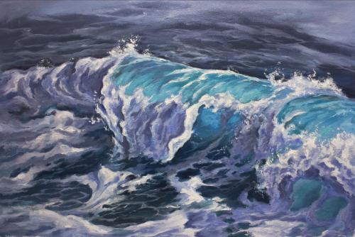 My oil painting. Turquoise wave. Oil on canvas. 2022