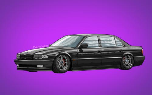 Drew this yesterday on Adobe illustrator, BMW 760iL,