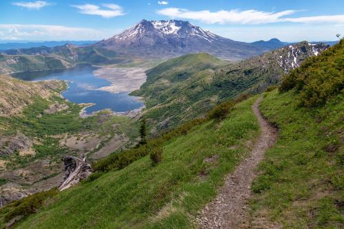 Mt St Helens, Washington, USA - Mt Hood in the top left