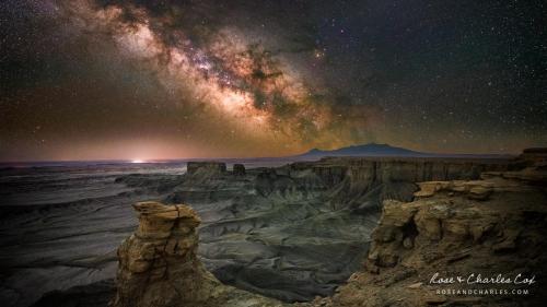 Night sky over the badlands of southern Utah